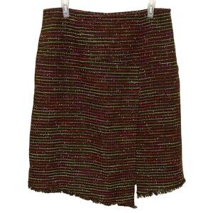 Vtg 90s Y2K‎ Tweed Woven Faux Wrap Skirt Size 20 Brown Mature Career Corpcore